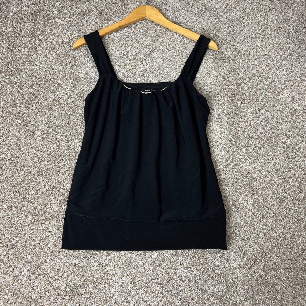 White House Black Market Black Chain Neck Sleeveless Blouse Top Small